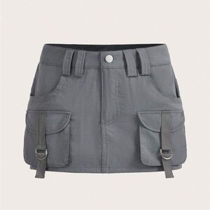 Gray Mini Skort with Pockets